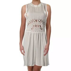 NWT Aqua Eyelet Ladder Lace TBack Open Side Dress